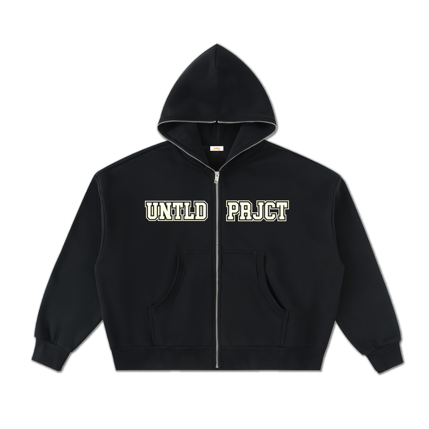COLLEGIATE FULL ZIPPED HOODIE [BLACK]